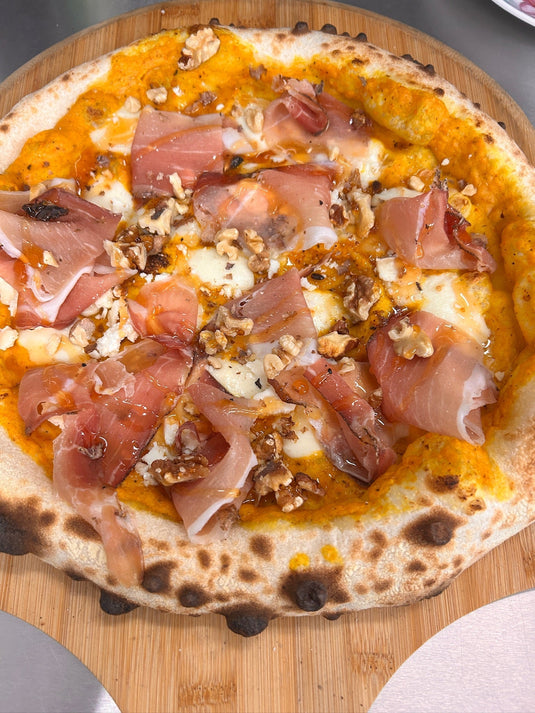The Sting: A Sweet, Smoky Pizza with Pumpkin Cream & Hot Honey