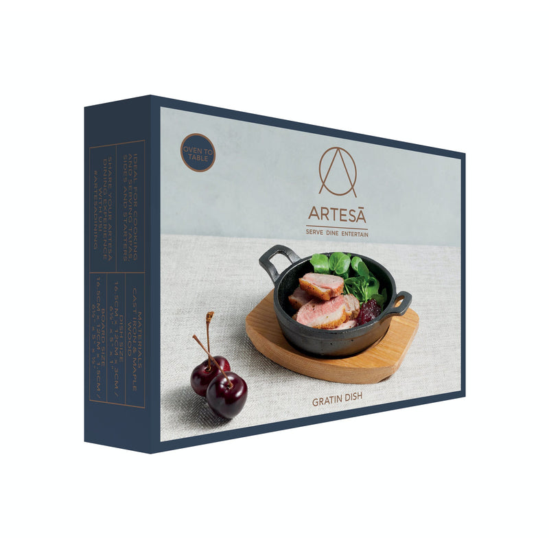 Load image into Gallery viewer, Artesà Cast Iron Mini Gratin Dish with Board 12.5cm - detail 3
