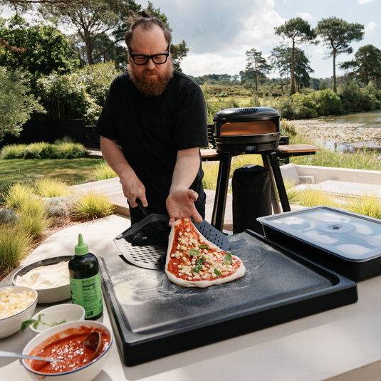 Gozney Pizza Prep Board in use